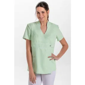 Chaqueta verde manzana Pekín de microfibra con vivos de raso - Dyneke