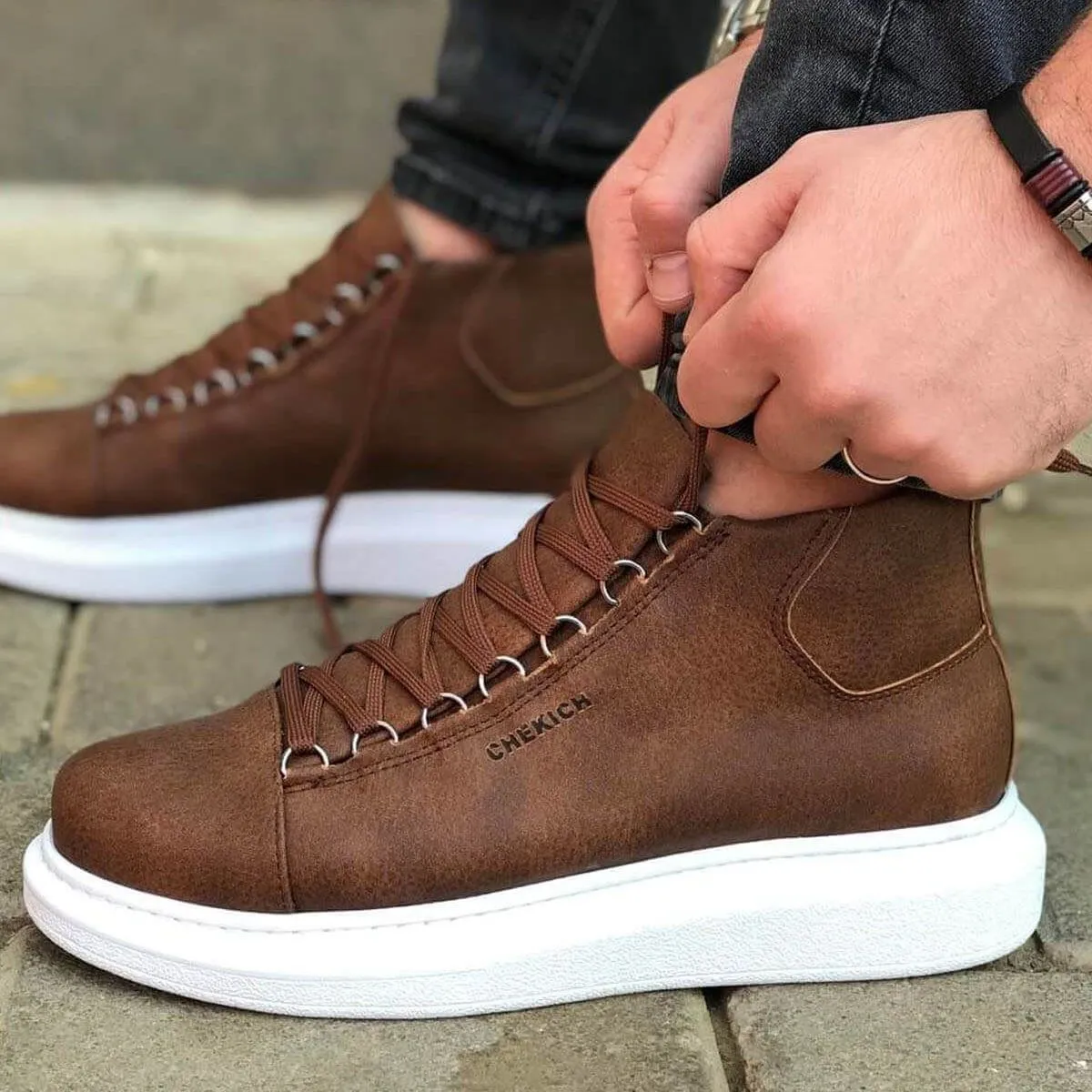 Tenis De Lujo Con Suela Alta Para Hombre