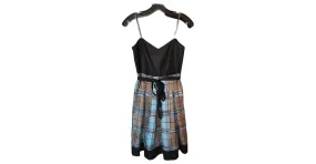 Vestido de seda BCBG Max Azria Negro Azul Marrón claro Azul claro Turquesa 